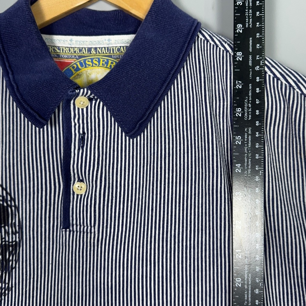 Pussers Striped Vintage Polo Shirt Mens Size Large Skull Goth Y2K Oversize - Picture 8 of 9